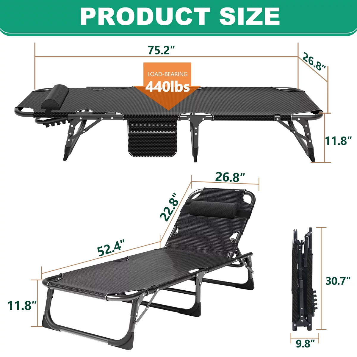 Folding Camping Cot with Mattress and Pillow D316