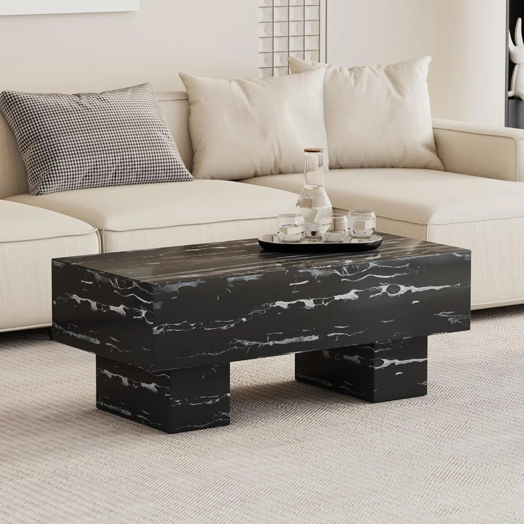 Square Coffee Table with Faux Marble Tabletop U86212