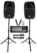 15" PA System Mixer Amp Speakers Stands Mics Bluetooth P3090