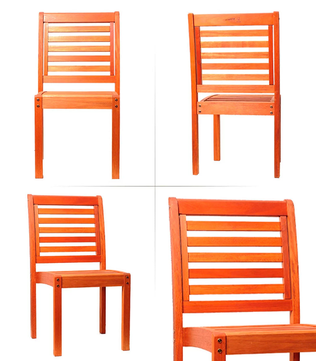 5-Piece Round Eucalyptus Wood Patio Dining Set S795305