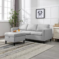 Light Grey 3 Seat L Shaped Convertible Sectional Sofa with Storage Ottoman K268