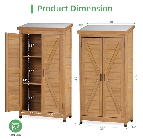 58''x30''x18'' Outdoor Wooden Storage Shed with Metal Top R345