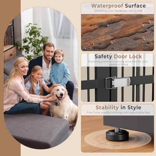 Large Breed Wooden Dog Crate Furniture with Removable Divider C146985