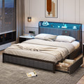 Queen Size Upholstered Platform Bed with LED Headboard and 4 Drawers K34510