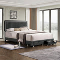 Queen Size Linen Upholstered Platform Bed with LED Light and 2 Drawers O835600