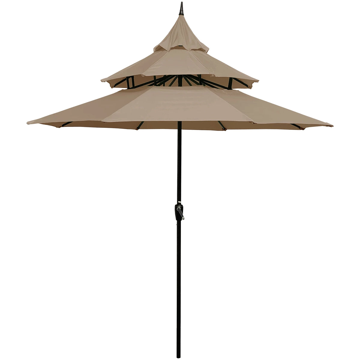 9ft Tan Patio Umbrella with Crank R55941