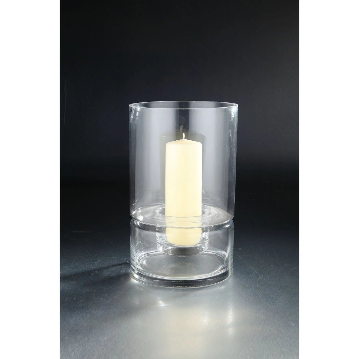 12" Clear Translucent Glass Candle Holder L6734