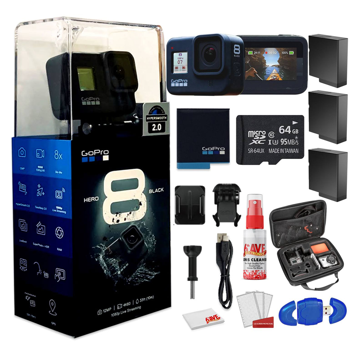 Black Waterproof Digital Action Camera with Case T2308