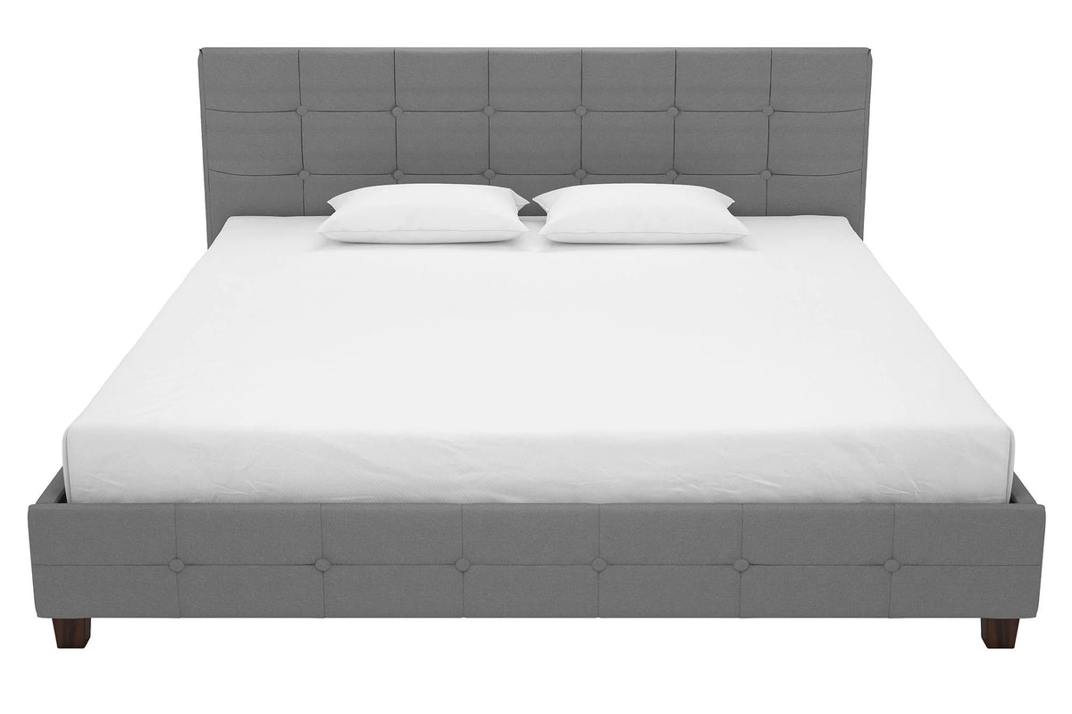 Black Linen King Upholstered Platform Bed Frame F760329