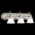 3 Light Brushed Nickel Vanity Light with Satin Etched Glass Shades T244