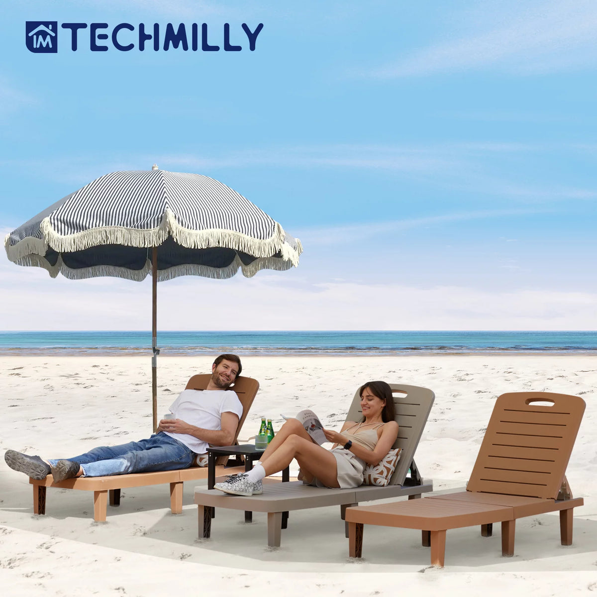 Oversized Outdoor Lounge Chair with Cup P200684