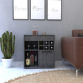 Light Gray Bar Cabinet with Concealed Shelves and Wine Cubbies H70856