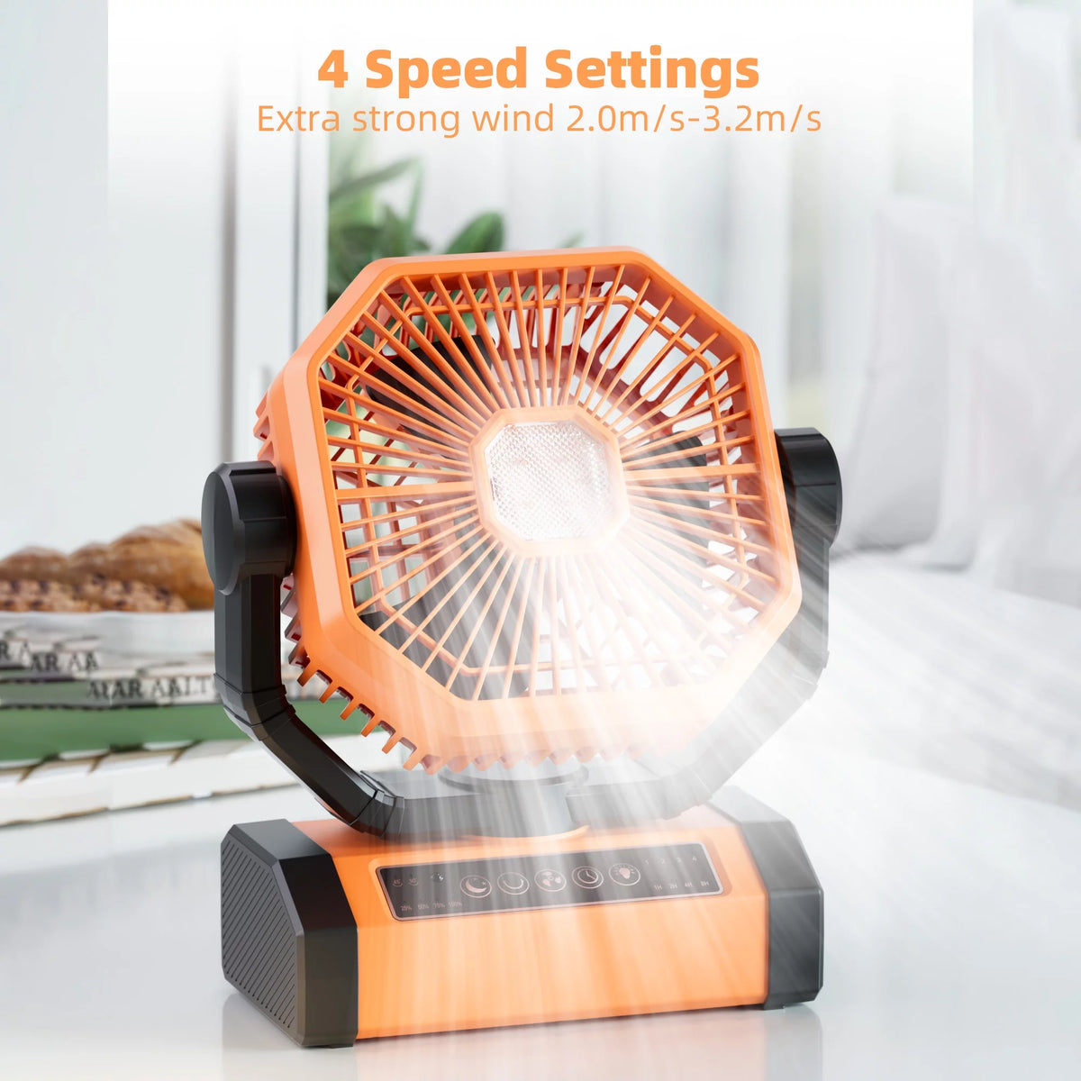 Portable Rechargeable Table Fan with LED Lantern X6456