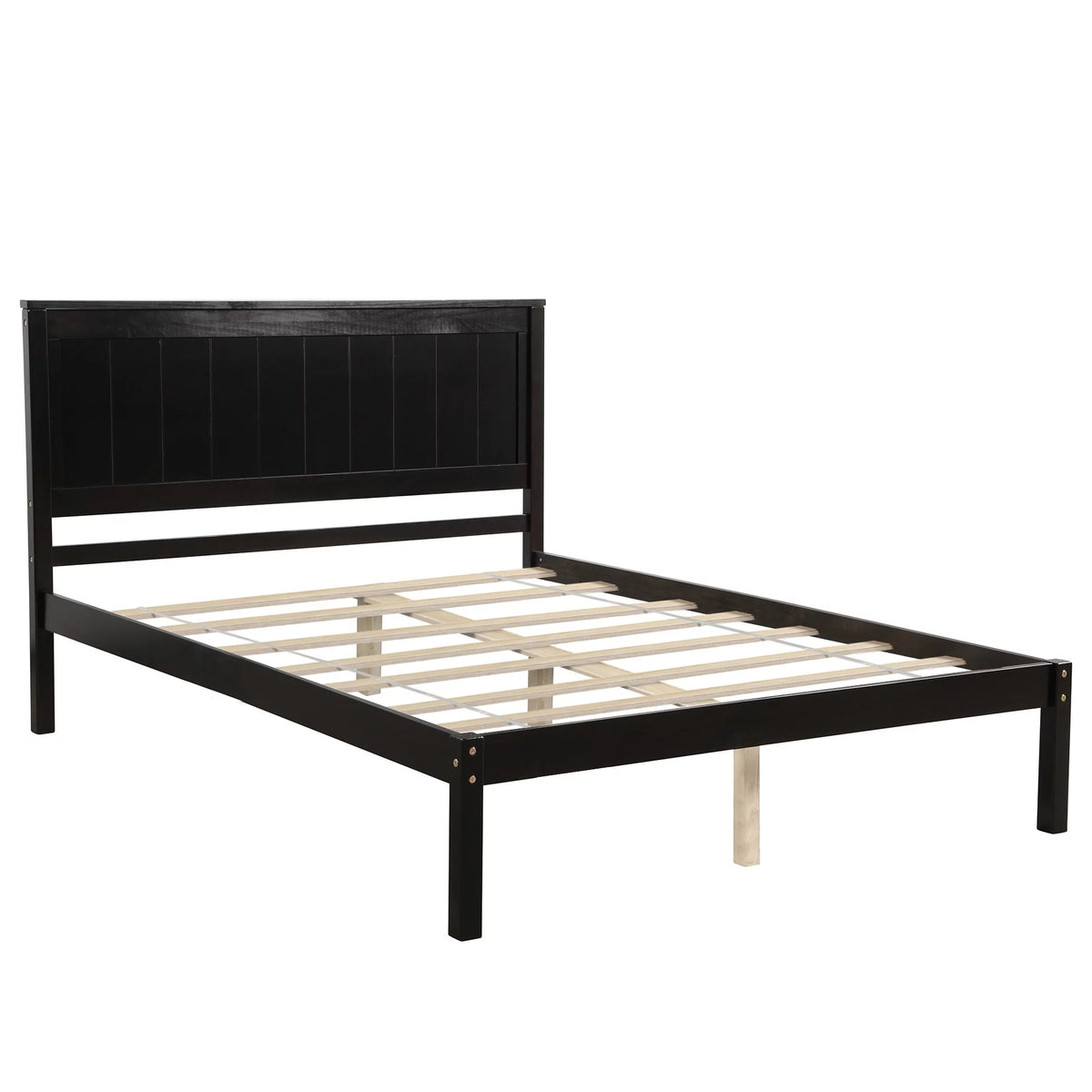 Espresso Pine Wood Platform Bed Frame with Headboard Full U67046