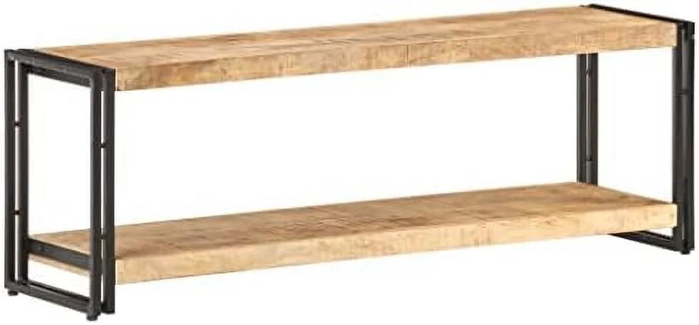 Rough Mango Wood TV Stand with Black Iron Frame C9151