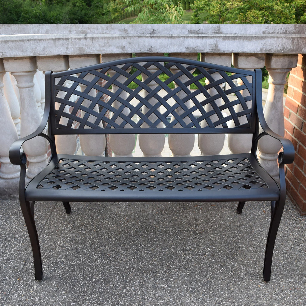 Black 40-in Aluminum Patio Bench L58982