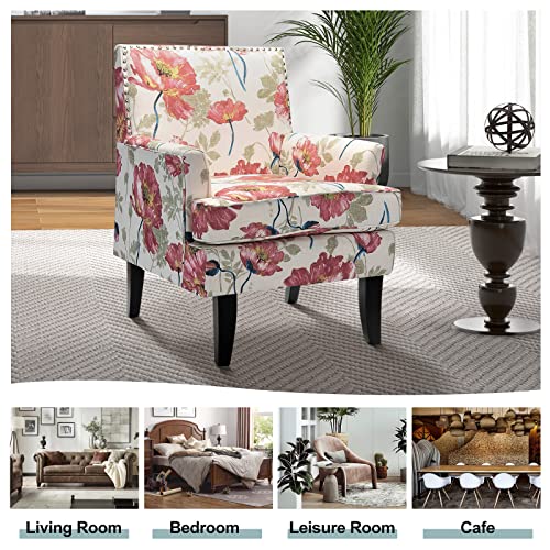 Modern Accent Chair with Arms and Wooden Legs P5378