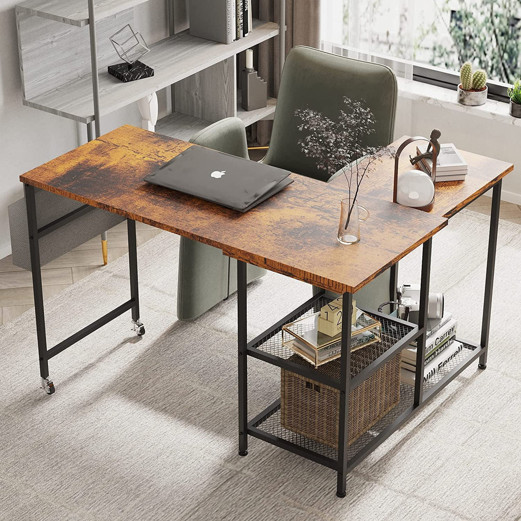 L-Shaped Corner Computer Desk 67 Inch with Shelves C386746