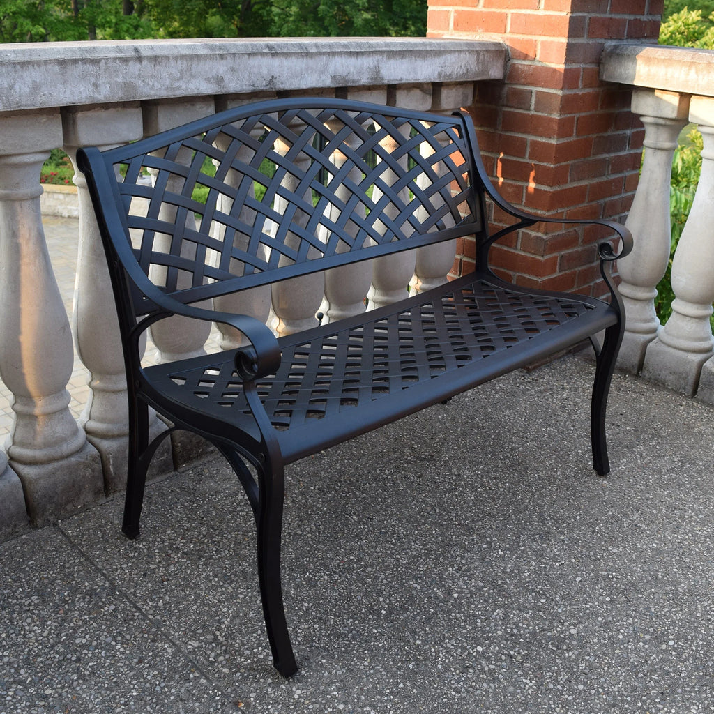 Black 40-in Aluminum Patio Bench L58982