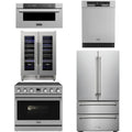 36 Electric Range, Refrigerator, Dishwasher, Microwave and Wine Cooler W7360