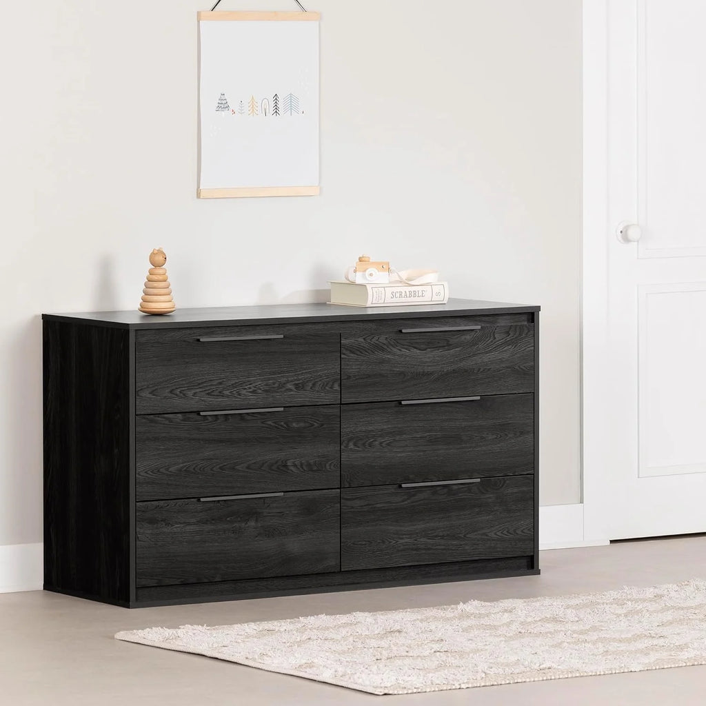 6 Drawer Double Dresser Gray Oak O741133