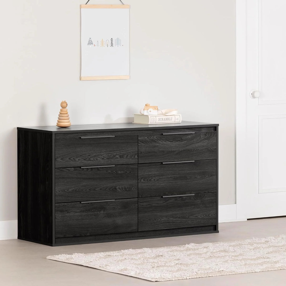 6 Drawer Double Dresser Gray Oak O741133