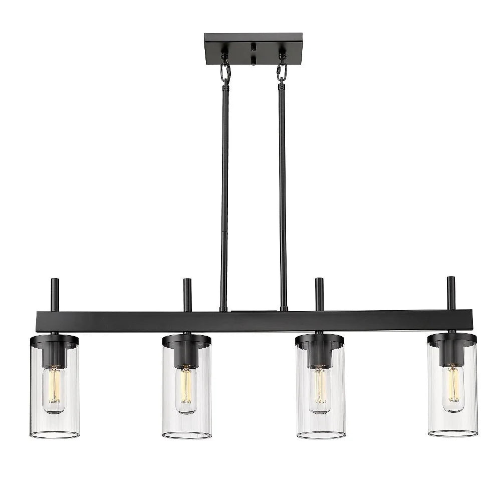 Pewter Linear Pendant with Ribbed Clear Glass U513875