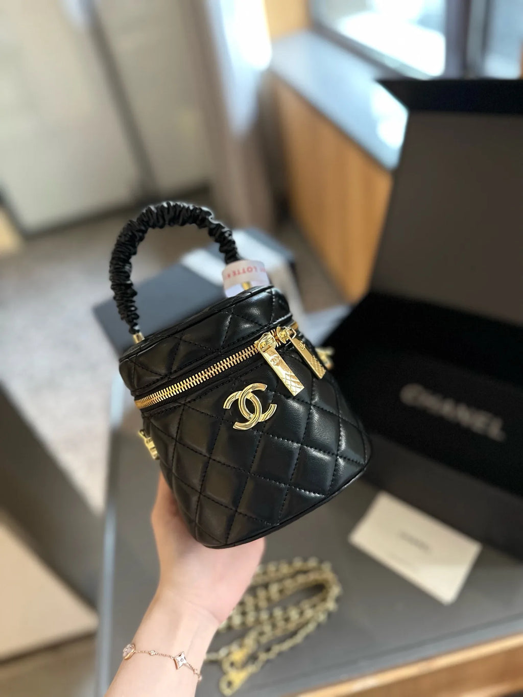 Quilted Lambskin Mini Vanity Case F2182
