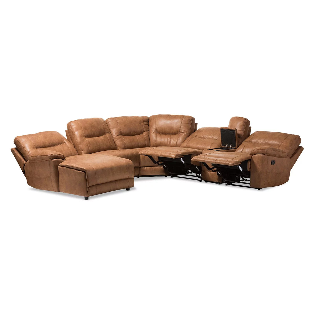 Light Brown 6 Piece Reclining Sectional U8750