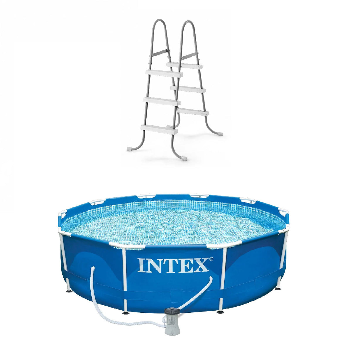 Above-Ground Pool Ladder with 10 x 2.5-Foot Pool Set with Filter Pump O305524