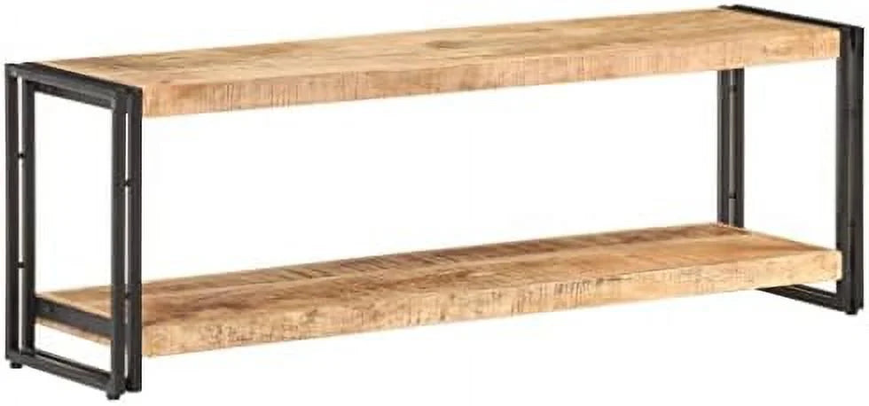 Rough Mango Wood TV Stand with Black Iron Frame C9151