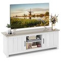 2 Doors TV Stand with Open Shelves and Cable Management Holes U532108