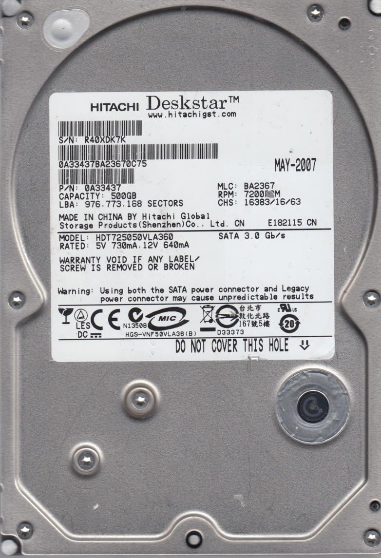 500GB SATA 3.5 Hard Drive L7438