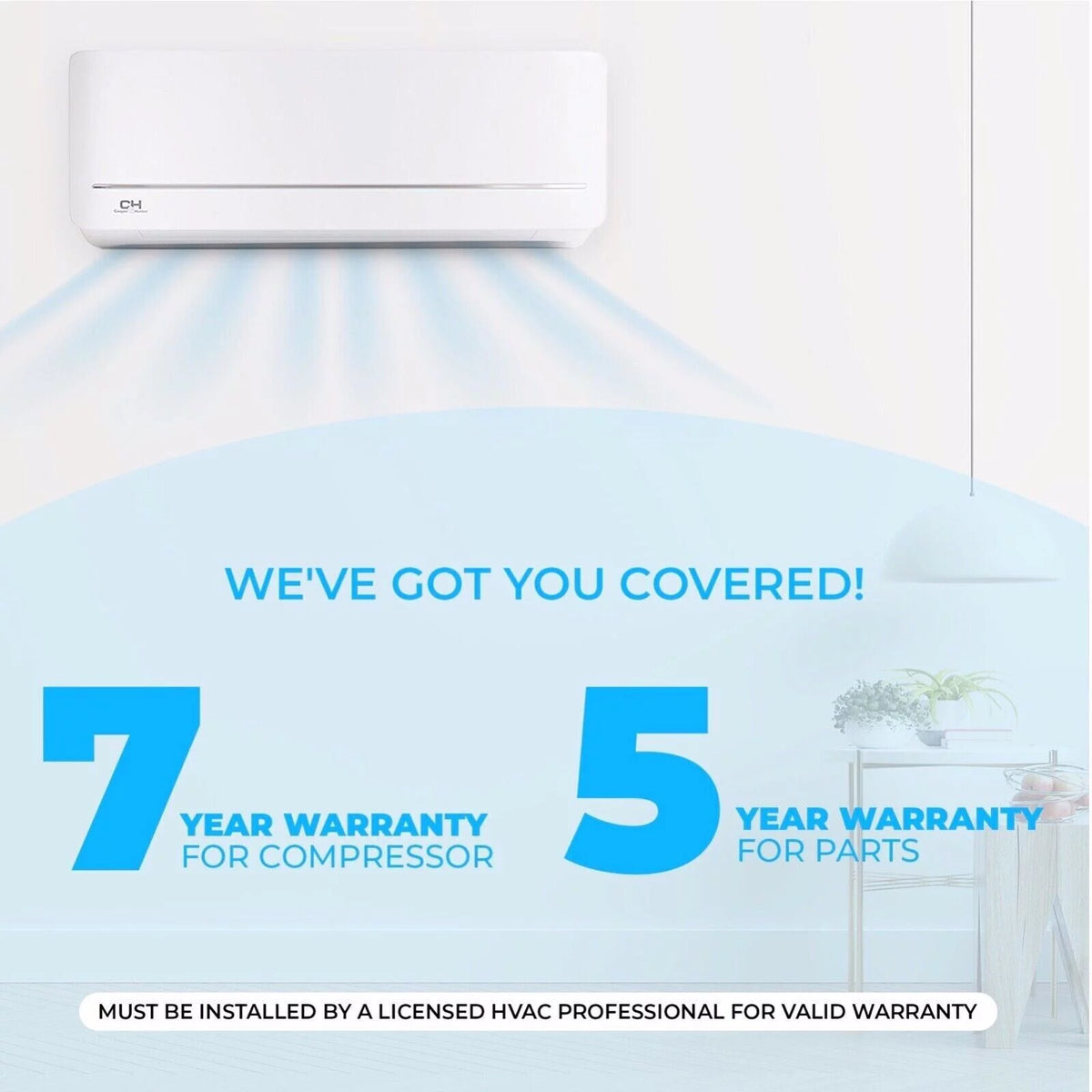 6000 BTU 115V Wall Mounted Mini Split Heat Pump Air Conditioner F3104
