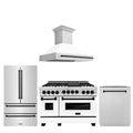 48 In. Gas Range, Range Hood, Refrigerator, Dishwasher with Matte Black Accents F9708