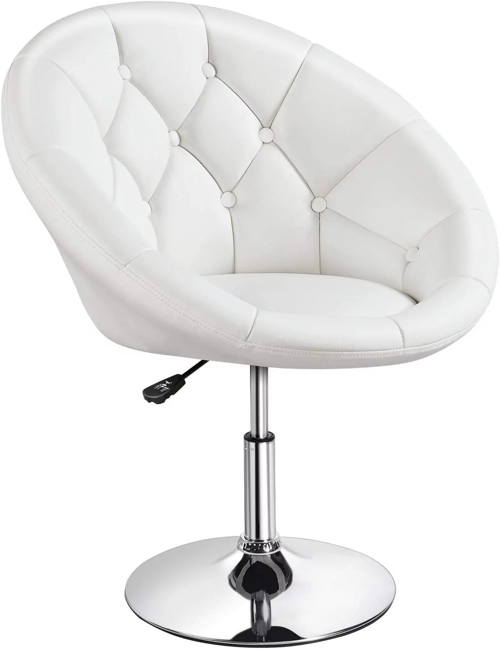 White Tufted Height Adjustable Swivel Accent Chair E11276