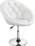 White Tufted Height Adjustable Swivel Accent Chair E11276