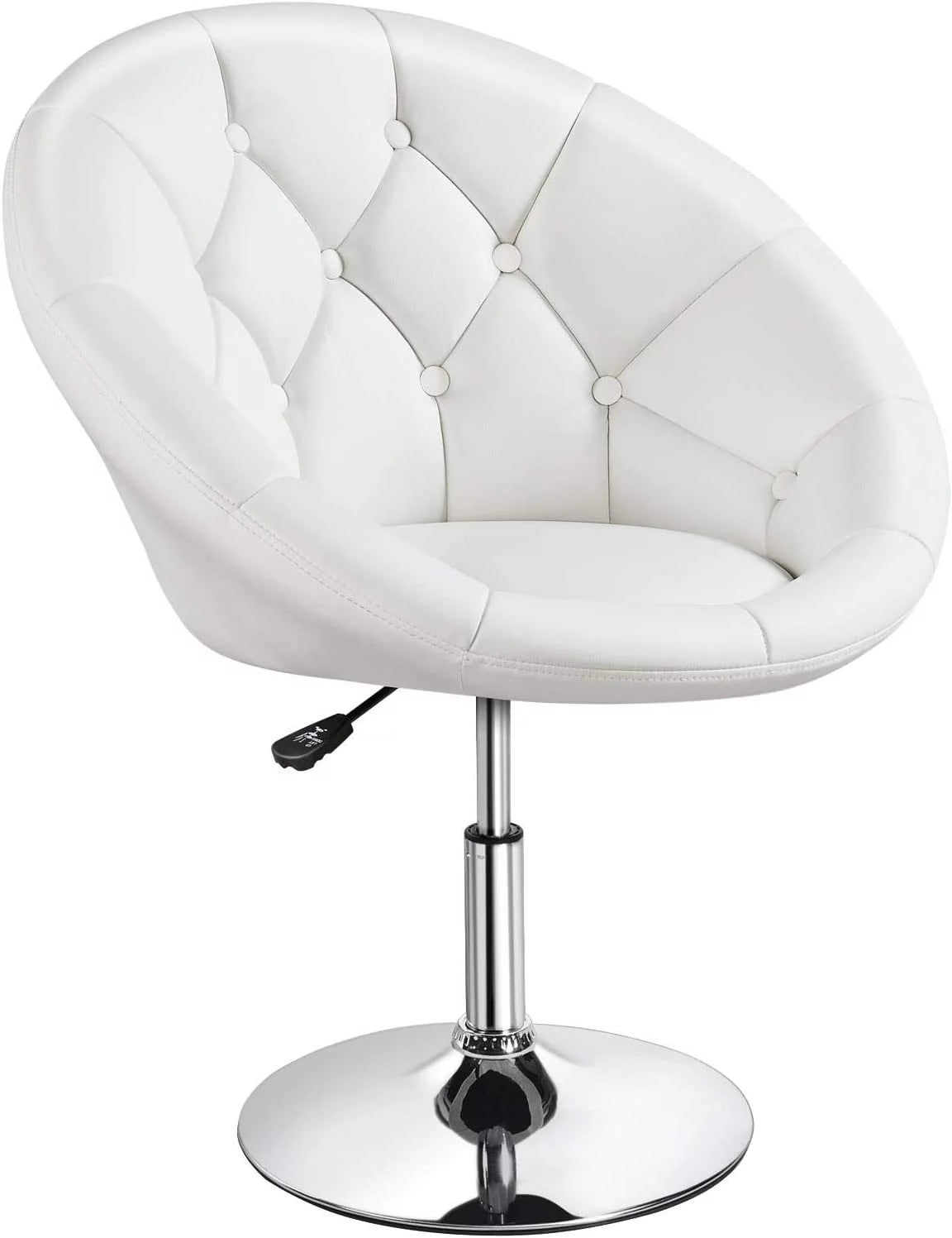 White Tufted Height Adjustable Swivel Accent Chair E11276