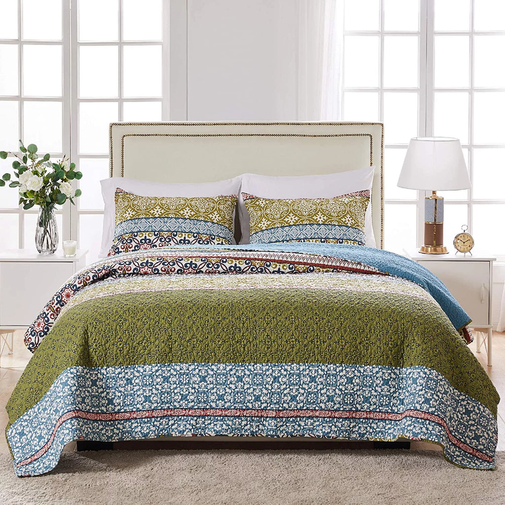 100% Cotton Reversible Oversized Quilt Set, 3-Piece King/Cal King G5427