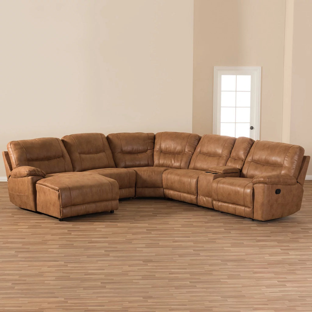 Light Brown 6 Piece Reclining Sectional U8750