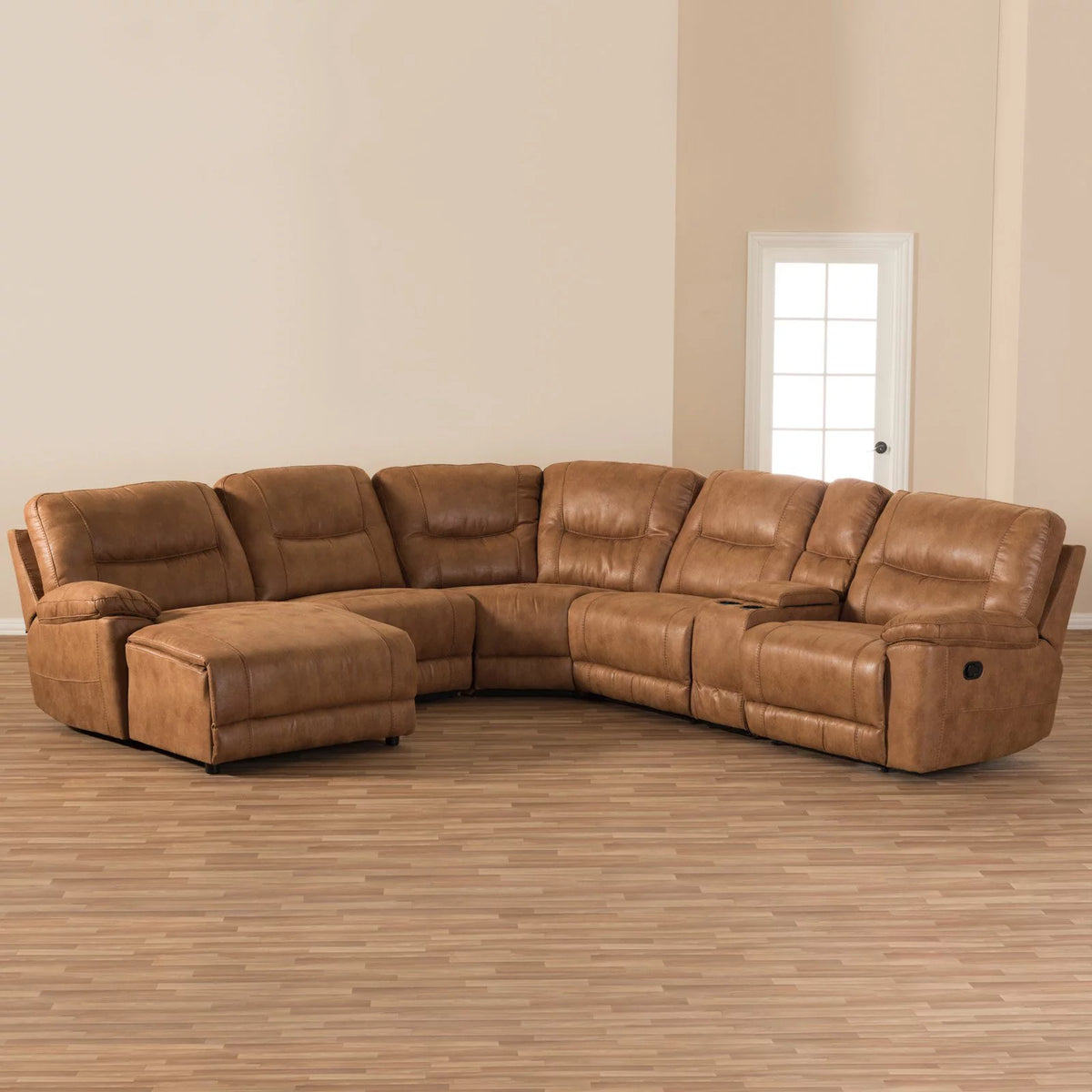 Light Brown 6 Piece Reclining Sectional U8750