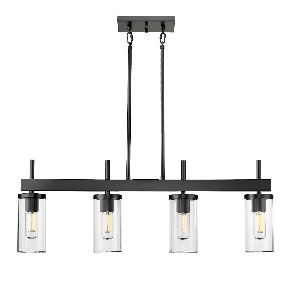 Pewter Linear Pendant with Ribbed Clear Glass U513875