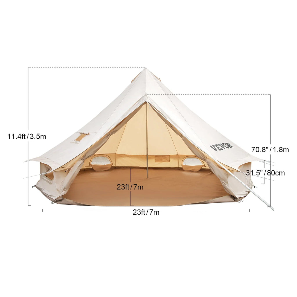 Canvas Bell Tent with Stove Jacket Waterproof 4 Seasons O158957
