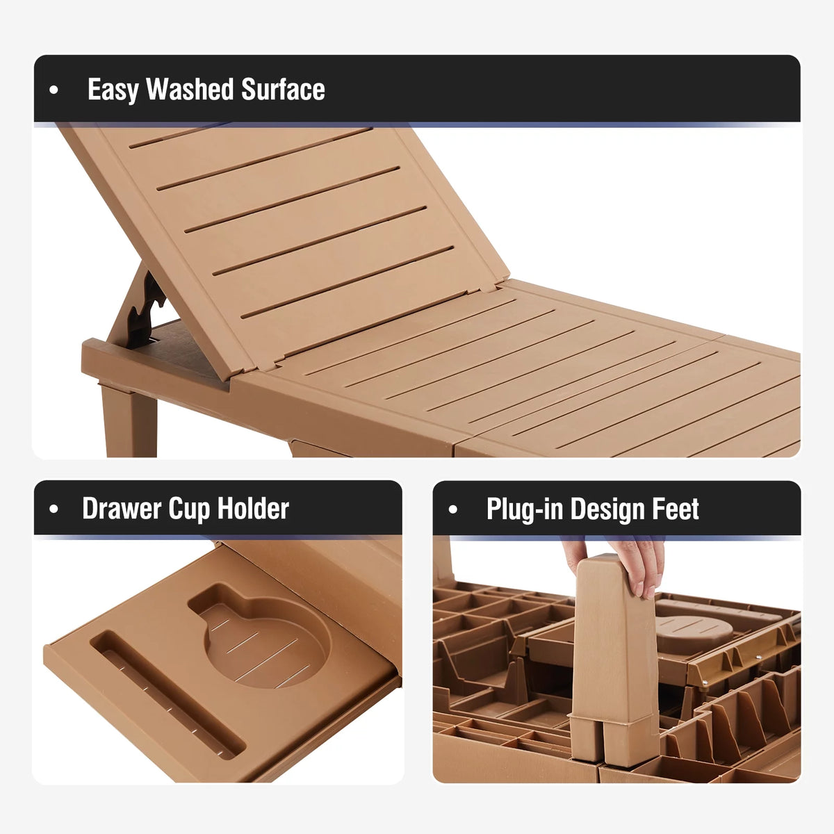 Oversized Outdoor Lounge Chair with Cup P200684