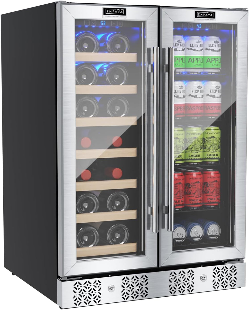 24 inch Dual Zone Wine and Beverage Cooler 96 Cans 33 Bottles X365708