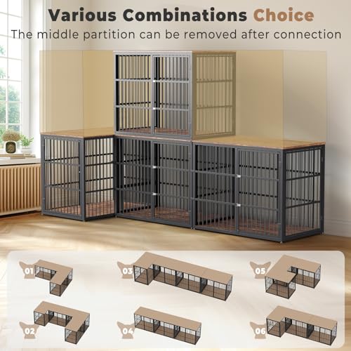 Large Breed Wooden Dog Crate Furniture with Removable Divider C146985