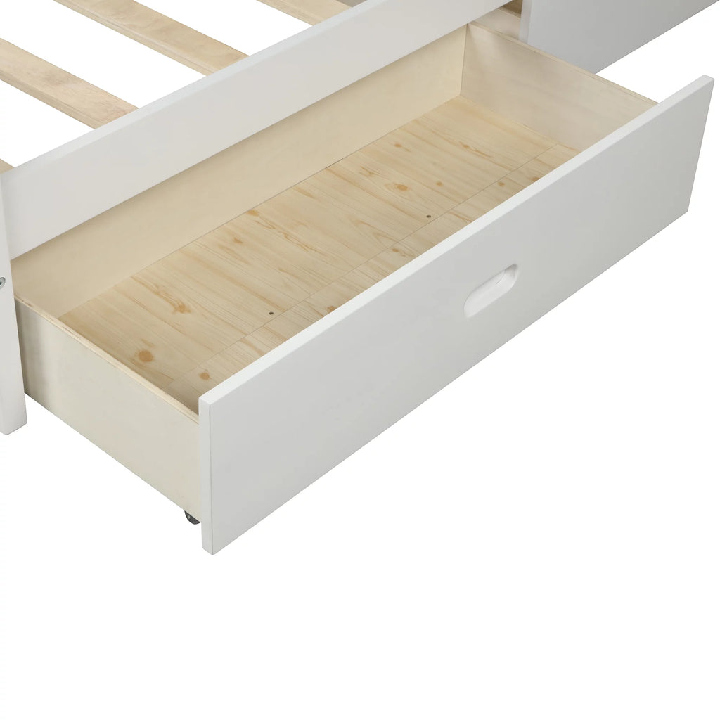 White Full Wood Platform Bed with Two Drawers U4834