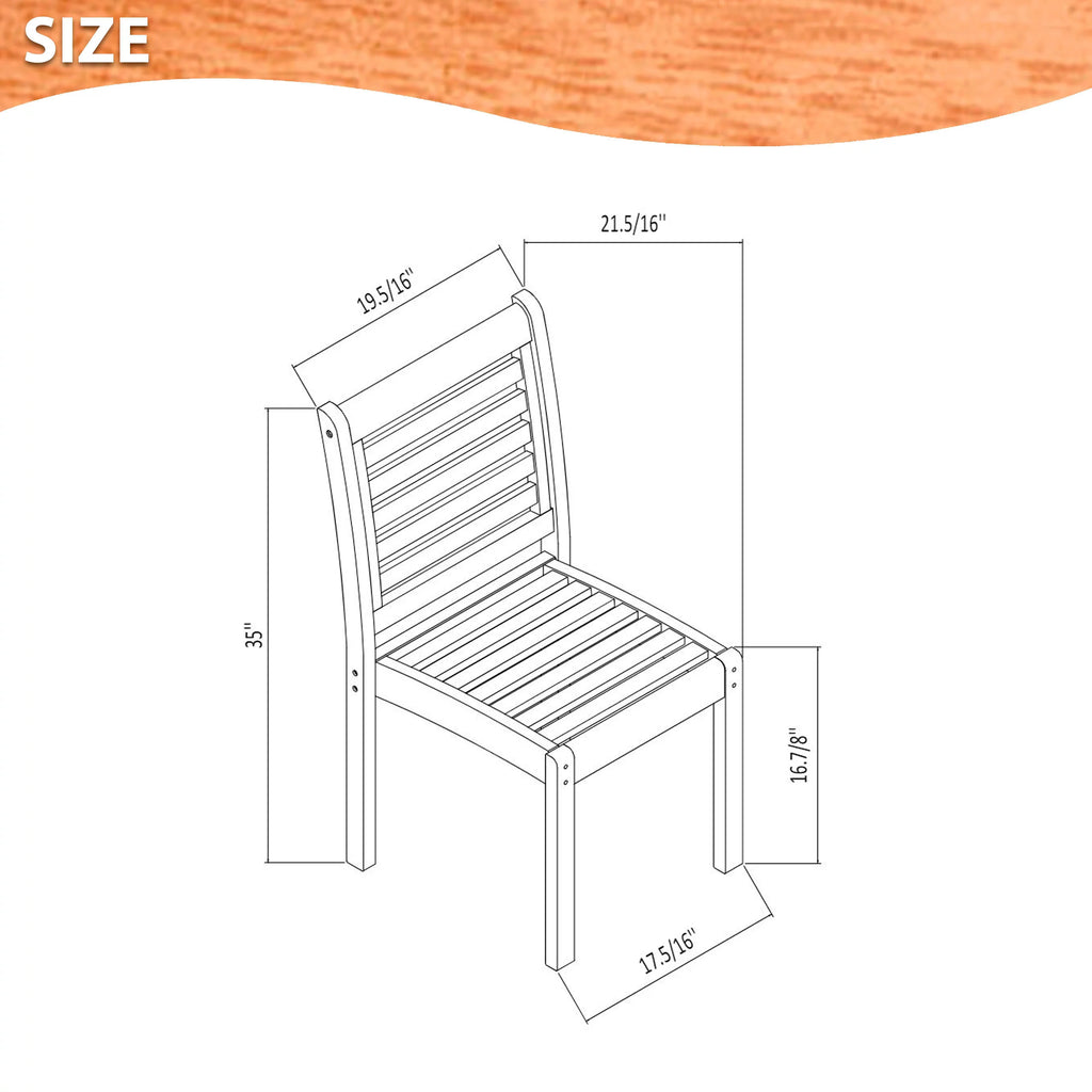 5-Piece Round Eucalyptus Wood Patio Dining Set S795305