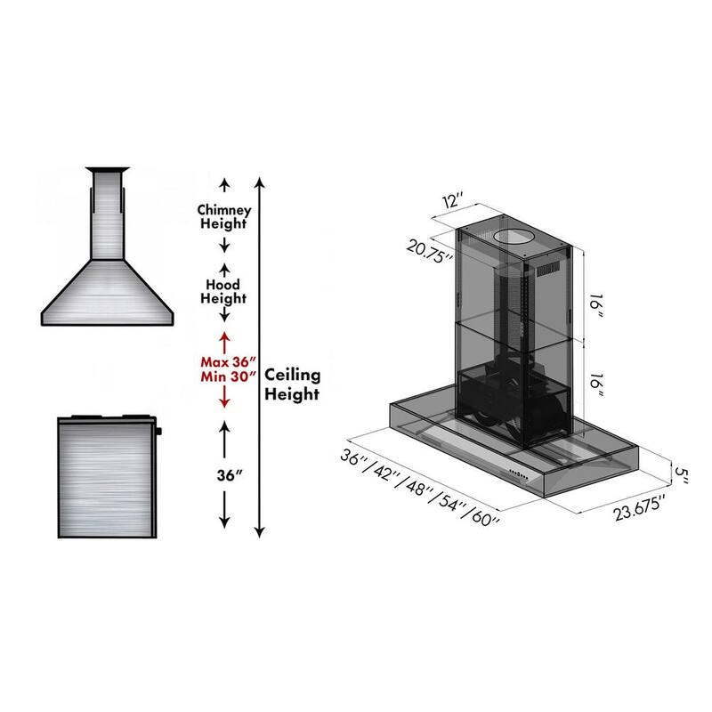 42 in. 700 CFM Stainless Steel Island Mount Range Hood A330244