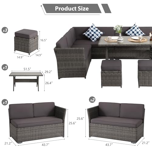 7 Piece PE Wicker Patio Dining Set U68917